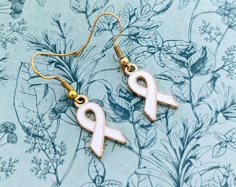 Cancer  earrings, lung cancer survivor, cancer survivor gifts, awareness earrings, awareness jewelry, cancer warrior gifts,