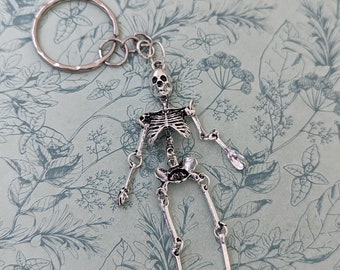 Skeleton keyring, Halloween keychain, skeleton gift, gothic keyring, gothic gifts, skull keyring, skeleton accessories, gothic bag accessory