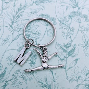Gymnastics keychain, gymnast keyring, personalized gifts, gymnast gifts, gymnastics gifts, gym bag charm, sister gifts, birthday gifts,