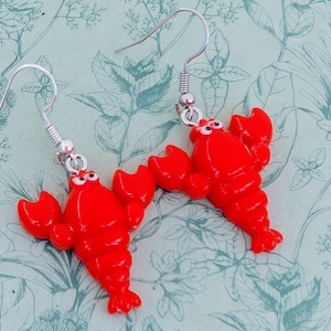 Red cute lobster earrings, lobster lover jewellery, lobster themed gifts ideas, sea animal inspired jewellery, fish earrings, ocean themed,