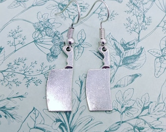 Meat cleaver earrings, knife earrings, knife jewelry, butcher gifts, novelty earrings, sister gifts, bff gifts, gothic earrings, gothic gift