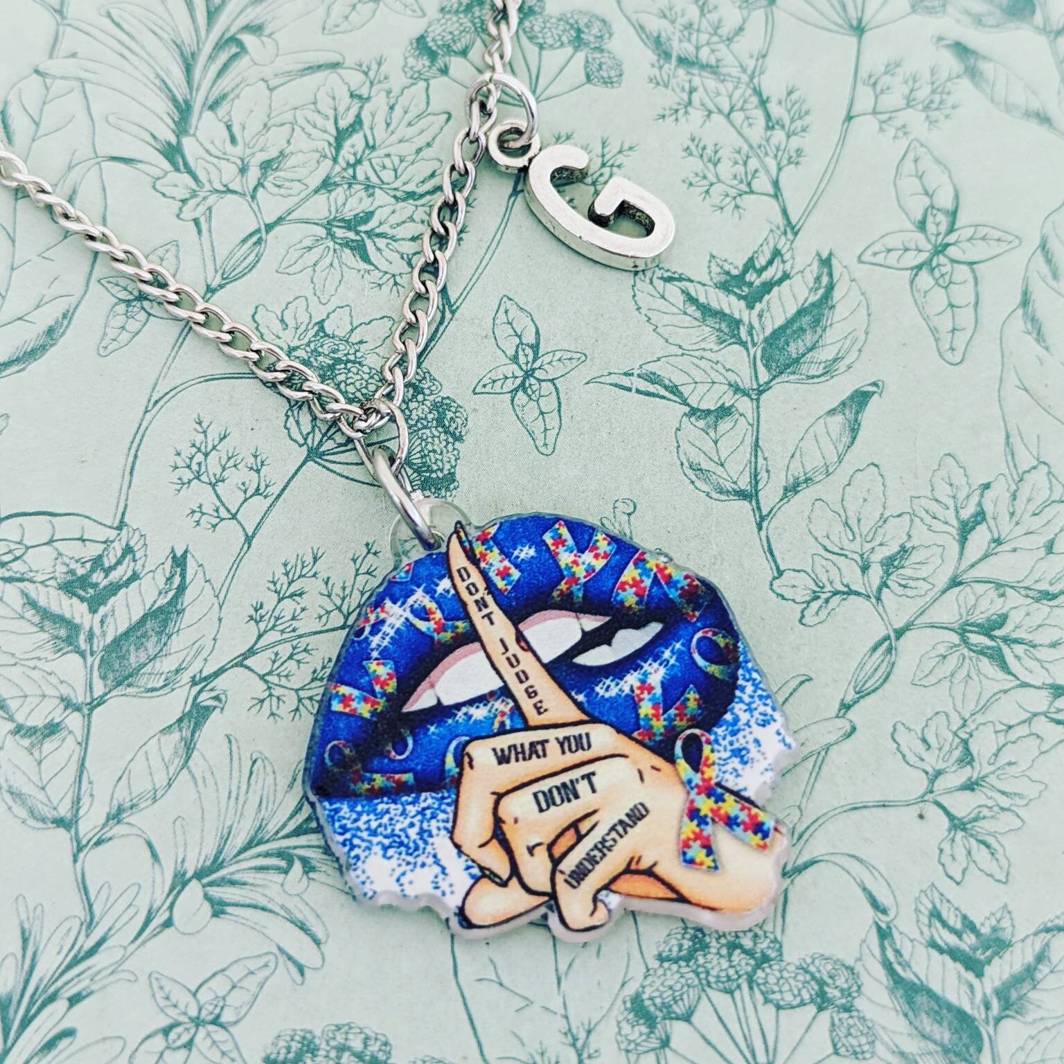 Autism necklace, autism awareness, autism jewelry, autism mom, autism mum gifts, autism gift, autism ribbon necklace, autism ribbon gift,