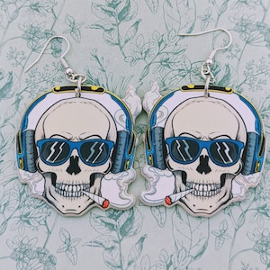 Skull earrings, skull jewellery, statement earrings, statement jewelry, skull lover gifts, skull inspired, Halloween earrings, skull gifts