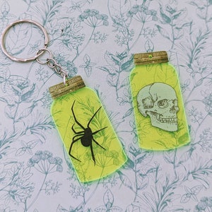 Porte-clés d'araignée, porte-clés d'araignée, cadeaux d'amant d'araignée, porte-clés de crâne, cadeaux d'amant de crâne, porte-clés de déclaration, bijou de sac d'Halloween, cadeau gothique