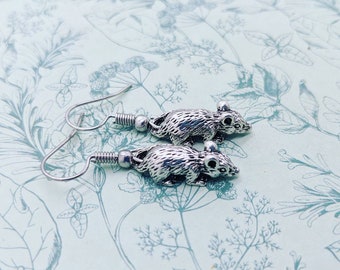 Rat earrings, rat jewelry, rat lover gifts, rat owner gifts, charm earrings, bff gifts, sister gifts, rodent earrings, animal earrings,