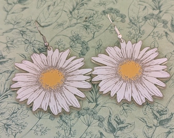 Daisy flower earrings, daisy charms, daisy themed jewellery, flower lover gifts, gifts for gardeners, gardener gifts, floral earrings,