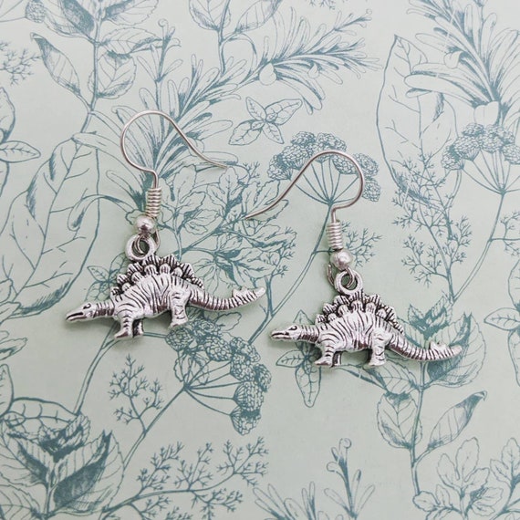 Dinosaur earrings, dinosaur jewellery, dinosaur lover gifts, animal earrings, animal jewellery, stocking fillers, charm earrings, gift ideas