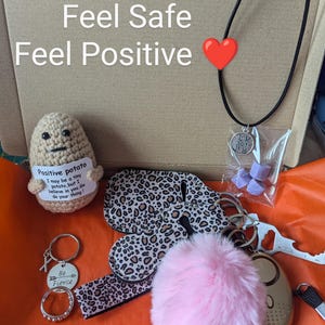 Coffret cadeau positif, porte-clés de sécurité, charges de bas, idées de cadeaux contre l'anxiété, inspiré par l'anxiété, l'anxiété souffre, cadeaux d'anniversaire,
