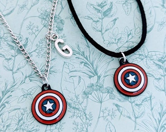 Superhero necklace, shield necklace, movie necklace, movie inspired, movie lover gifts, superhero inspired gifts, superhero geek,