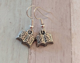 Book earrings, writer earrings, writer gifts, book lover gifts, novel earrings, teacher gifts, book charm, book reader earring gifts,