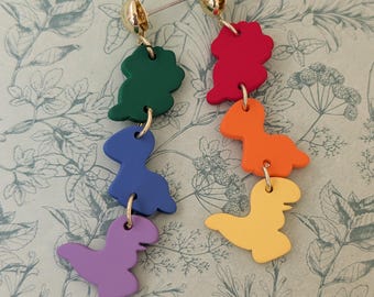 Bunte Dinosaurier Ohrringe, Ohrstecker, Dinosaurier-Liebhaber-Geschenke, Dinosaurier-Charms, Dino-Ohrringe, Dinosaurier-Zubehör, Dinosaurier-Schmuck