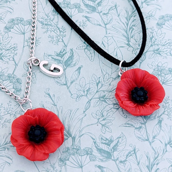 Poppy necklace, poppy Jewellery, gifts for flower lovers, flower necklace, flower jewelry, poppy inspired gifts, flower themed, poppy lovers