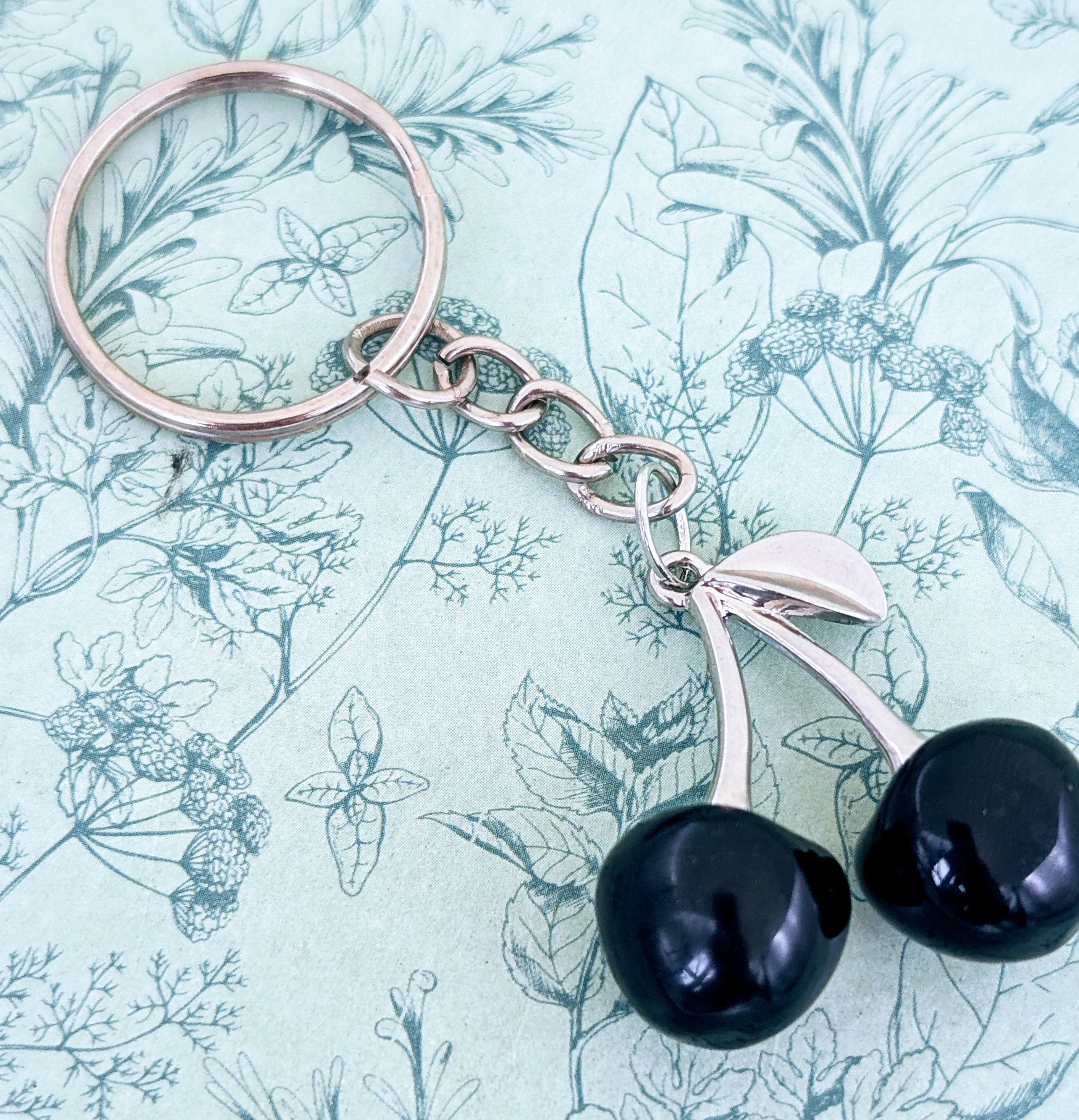 Santiccipa Sparkling Pink Cherry Keychain - Cute Purse Charm Bag Accessory With Metal Clip For Women & Girls - View #10