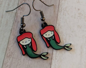Mermaid earrings, mermaid jewellery, cartoon earrings, fandom earrings, fandom jewelry, gifts for her, kawaii earrings, kei jewelry,