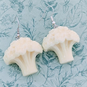 Cauliflower earrings, vegetables earrings, vegetable jewelry, cauliflower lovers, vegan earrings, vegan jewelry, kawaii earrings,