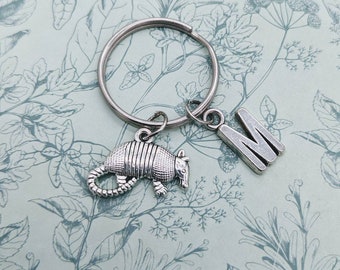 Armadillo keyring, armadillo lovers gifts, armadillo keychain, animal keychain, bff gifts, sisters gifts, animal lover gifts, initial gifts,