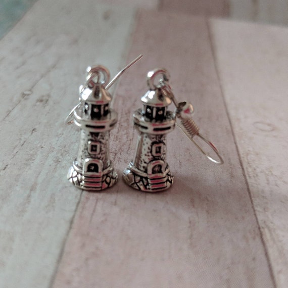CUTE TINY SILVER BUTTON Tibetan Silver Drop Earrings Rockabilly Retro Gift Bag