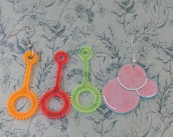 Orecchini a tema bolle, orecchini divertenti e originali in acrilico, gioielli originali, regali a tema bolle, per gli amanti delle bolle, gioielli originali e divertenti
