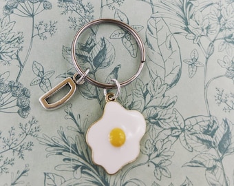 Llavero de huevo frito, llavero personalizado con inicial, regalos para amantes de la comida, llavero novedoso, regalos originales, llavero original, regalos para mejores amigos.