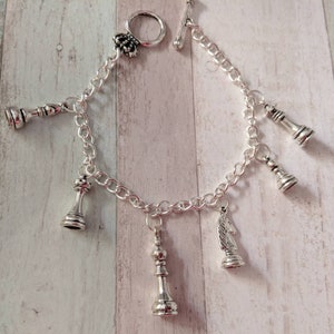 Chess bracelet, charm bracelet, handmade bracelet, geek jewelry, gifts for her, sport bracelet, chess player gifts, chess gift, novelty gift image 2