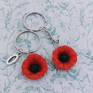 Poppy Keychain, gifts for a florist, poppy inspired, poppy themed, flower Keychain, flower inspired gifts, floral inspired, floral gifts,