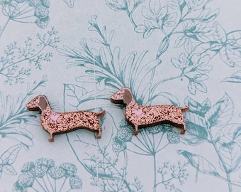 Dachshund earrings, Dachshund jewelry, Dachshund stud earrings, glittery earrings, Dachshund lover gifts, dog owner gifts, dog inspired