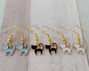Cat earrings, cat jewelry, animal earrings, animal jewelry, gifts for her, handmade earrings, cat gift, charm earrings, animal lover gift