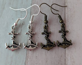Pendientes de ancla, joyería de ancla, pendientes de encanto, pendientes náuticos, pendientes del océano, pendientes de mar, pendientes de vacaciones, regalos para ella,