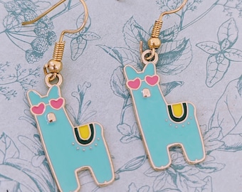 Blue alpaca earrings, alpaca jewellery, gifts for alpaca lovers, llama earrings, llama accessories, llama inspired gifts, cute animals