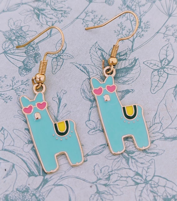 Blue Alpaca Earrings Alpaca Jewellery Gifts for Alpaca Lovers Llama Earrings Llama Accessories Llama Inspired Gifts Cute Animals Etsy