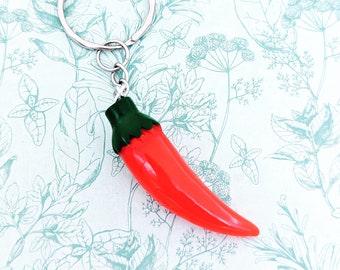 Chilli pepper keychain, chilli pepper lovers, cooking Keyring, cooking lovers, chef gifts, foodie gifts, red chilli, kawaii jewelry