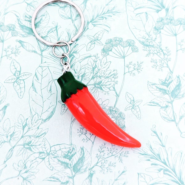 Porte-clés piment, amateurs de piment, porte-clés de cuisine, amateurs de cuisine, cadeaux de chef, cadeaux gourmands, piment rouge, bijoux kawaii