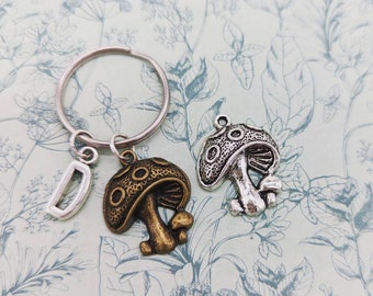 Mushroom keyring, mushroom keychain, mushroom lover gifts, bag charm, stocking stuffers, bff gifts, initial keychain, bff gifts, gift ideas