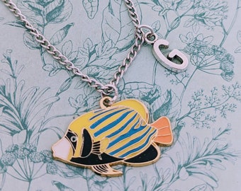 Engel vis ketting, engel vis sieraden, nautische vis ketting, zee dier geschenken, geschenken voor een dierenarts, vis eigenaar geschenken, aquarium vis cadeau