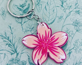 Sakura keychain, flower keyring, sakura festival gifts, florist gift ideas, cherry blossom keychain, kawaii inspired gifts, kawaii keyring,