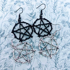 Pentagram earrings, pentagram jewellery, witch earrings, witch jewellery, witch lover gifts, gothic earrings, gothic jewellery, sister gifts