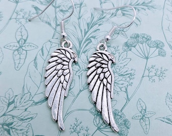 天使の羽のイヤリング、天使の羽のジュエリー、守護天使の贈り物、チャームイヤリング、姉妹への贈り物、親友への贈り物、彼女への贈り物、記念品の贈り物、