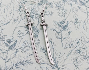 Katana sword earrings, katana jewellery, sword earrings, samurai earrings, charm earrings, statement earrings, samurai sword, secret santa,