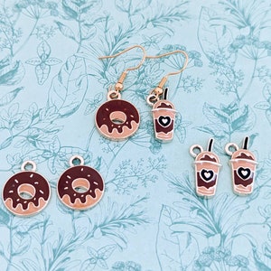 Donut earrings, donut jewellery, coffee earrings, mismatch earrings, coffee lover gifts, coffee inspired, food earrings, foodie gifts,