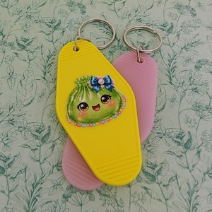 Nyckelring med dumplings, dumplingsnyckelring, motellnyckelringar, retro motellnyckelring, presenter till barn, kawaii-nyckelring, personlig