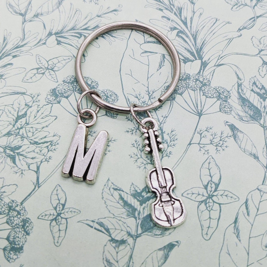 Violin Keychain, Violin Lover Gifts, Musician Gifts, Initial Keychain