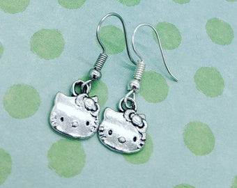 Cat earrings, cat jewelry, fandom jewelry, gifts for her, cartoon earrings, cat lover gifts, charm earrings, sister gifts, kawaii jewelry
