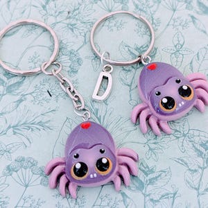 Purple spider keychain, spider lovers gifts, gothic spider gifts ideas, spider owner gifts, spider themed gifts, gothic keyring,