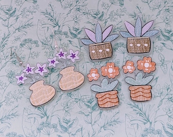 Flower earrings, plant lover gifts, plant earrings, mother day gifts, gifts for Gardener, Gardener earrings, gardener themed jewelry,