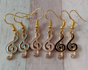 Pendientes de música, joyas musicales, pendientes para amantes de la música, regalos para maestros, pendientes para maestros, pendientes de clave de agudos, pendientes novedosos,