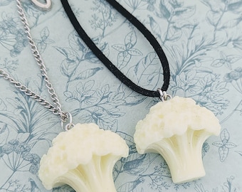 Cauliflower necklace, cauliflower jewellery, vegetable necklace, vegetable lovers, kawaii necklace, foodie necklace, foodie lover gifts,