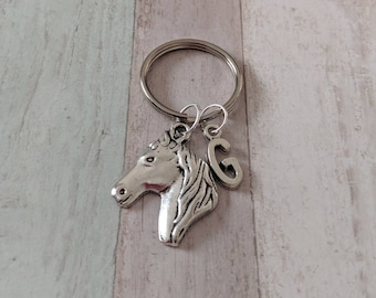 Horse keyring, personalised keyring, horse rider gift, gifts for her, animal keyring, personalised gift, equestrian keyring, initial keyring