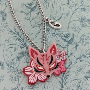 Pink fox necklace, fox jewellery, fox lover gifts, kawaii necklace, gifts for animal lovers, statement necklace, kawaii jewelry, kei jewelry