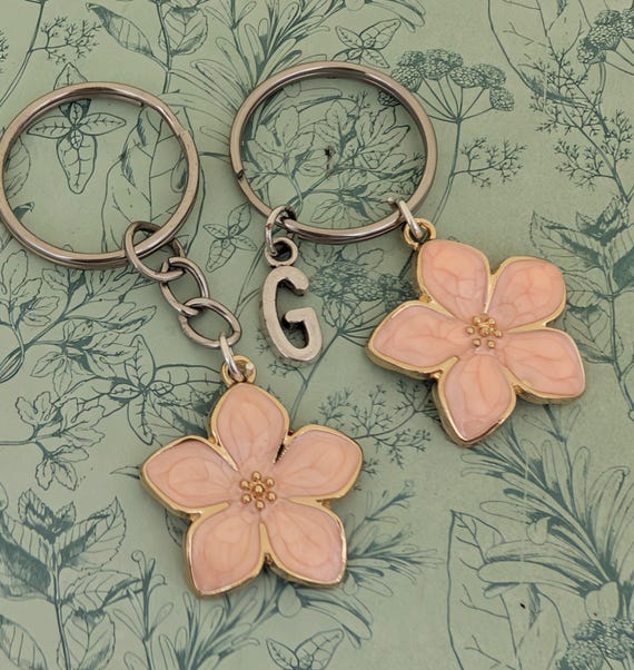 Pink Flower Keyring, Flower Lover Gifts, Garden Accessories  display picture 2