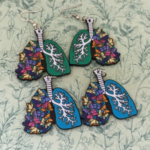 Flower lungs earrings, anatomy earrings, anatomical earrings, anatomy themed, gothic earrings, doctor themed gifts, doctor student gifts,